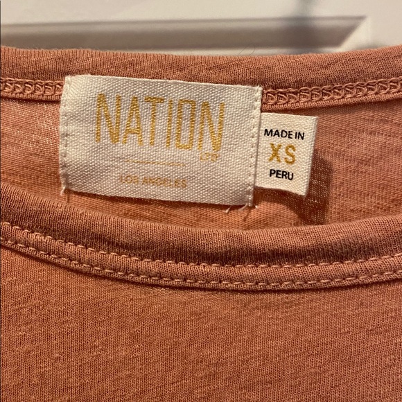 Nation Ltd Salmon Pink Puffed Shoulder T shirt. Size Extra Small. Pima Cotton. - Picture 4 of 8